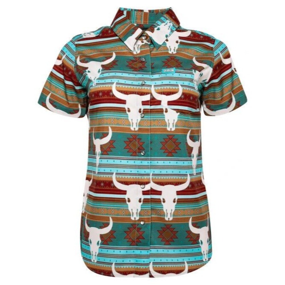 DIXXON Flannel Womens Sz L Tolleson Bamboo Party Shirt Southwestern Aztec BNIB